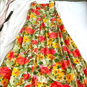 Floral Maxi Dress - Vibrant Red and Green